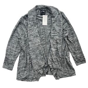 Bloomchic Womens Size 22-24 Gray Black Heather Open Drape Front Cardigan Sweater